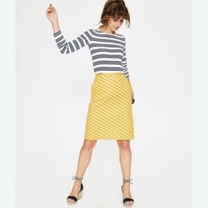 NEW Boden‎ parasol umbrella print cotton skirt Size 4 yellow